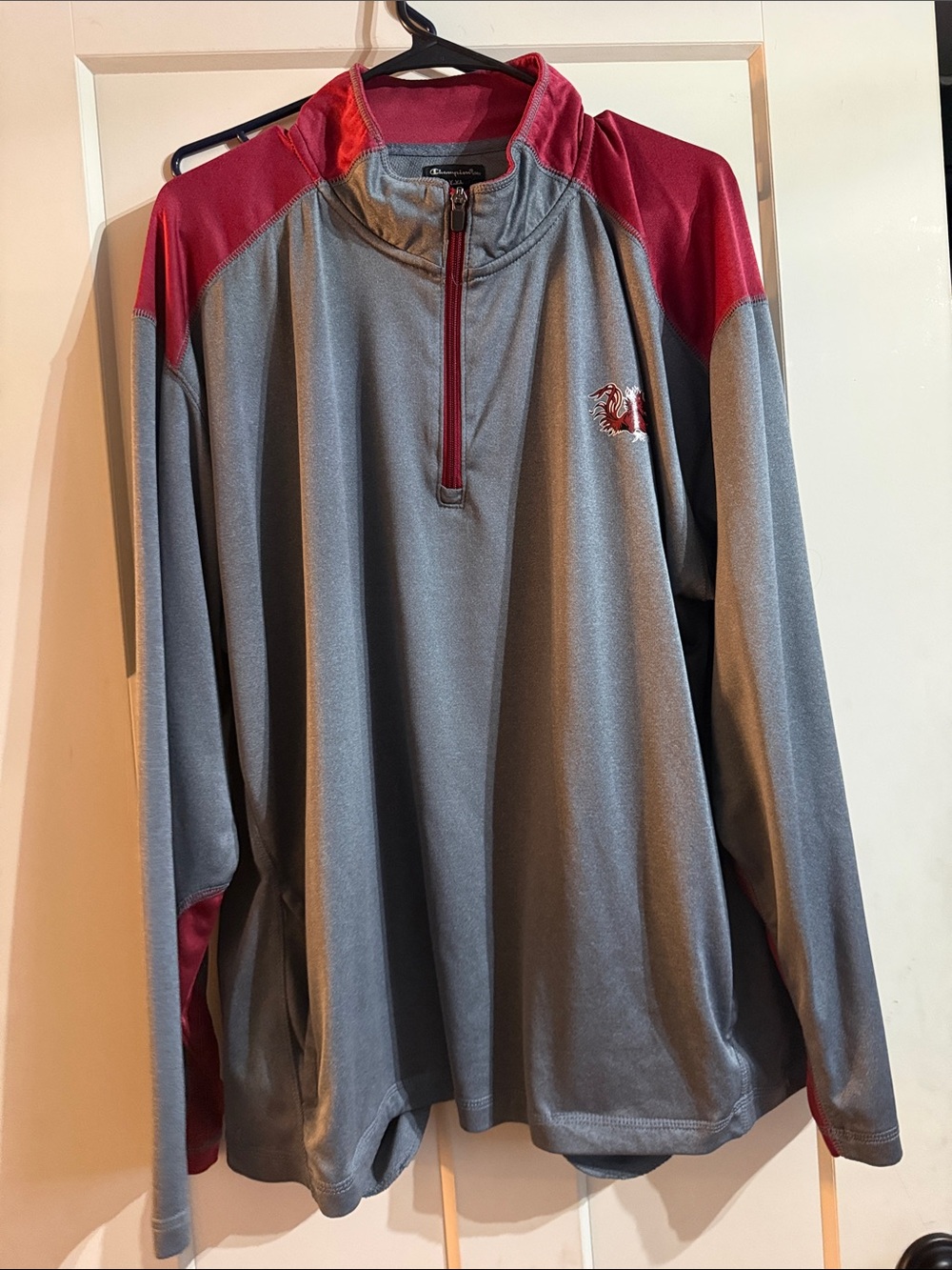 Champion Gray and Red Lightweight Quarter-Zip Shirt Jacket